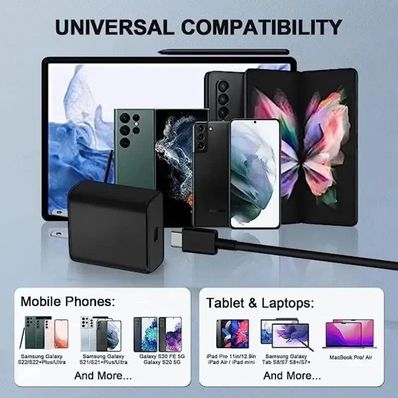 45W PD  Super Fast Charger for Samsung for Galaxy S24 Ultra S23 S22 S21 Plus Note10 A54 A34 5A Quick Charging Type C Data Cable