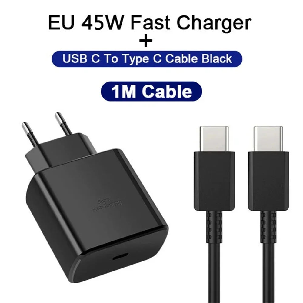 45W PD  Super Fast Charger for Samsung for Galaxy S24 Ultra S23 S22 S21 Plus Note10 A54 A34 5A Quick Charging Type C Data Cable