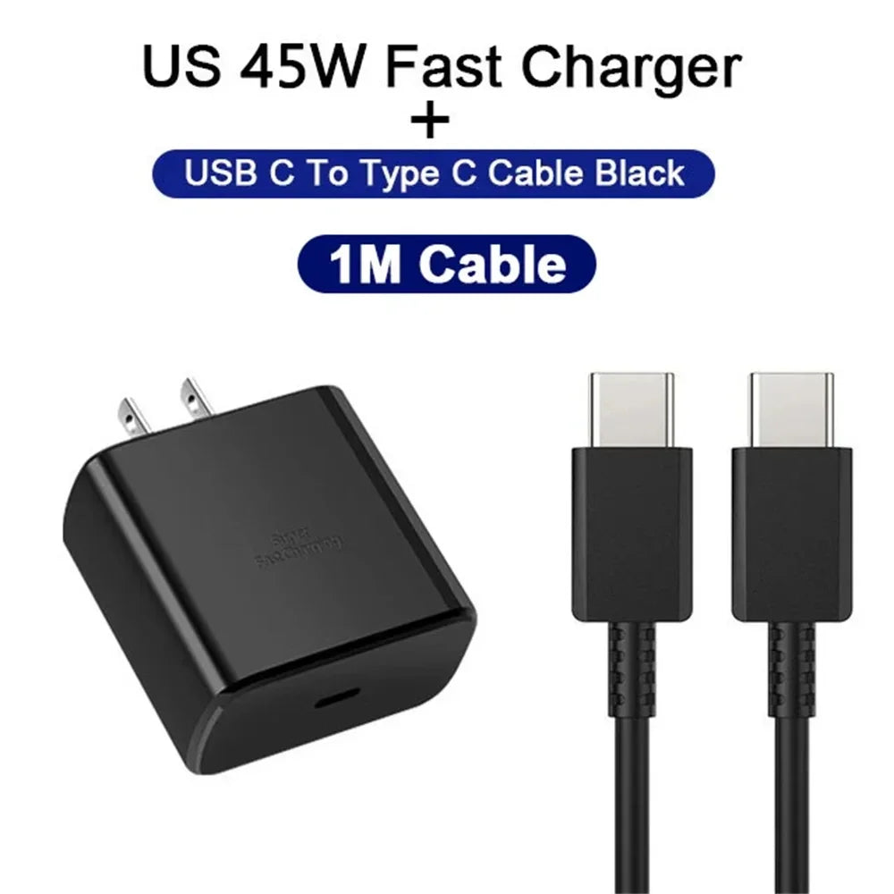 45W PD  Super Fast Charger for Samsung for Galaxy S24 Ultra S23 S22 S21 Plus Note10 A54 A34 5A Quick Charging Type C Data Cable